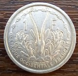 (M1442) MONEDA AFRICA OCCIDENTALA FRANCEZA (AFRICA DE VEST) - 1 FRANC 1955, MAI RARA