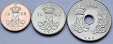 Set 3 monede 5, 10, 25 ore 1988 Danemarca, unc, Europa