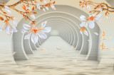 Cumpara ieftin Fototapet autocolant Magnolii si tunel, 200 x 150 cm