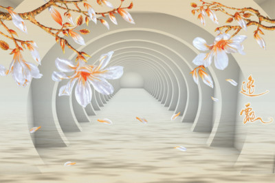 Fototapet autocolant Magnolii si tunel, 200 x 150 cm foto