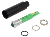 Lampă LED convexă verde 230VAC &Oslash;8,2mm IP67 SIGNAL-CONSTRUCT
