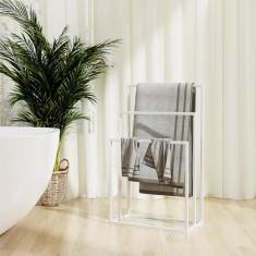 vidaXL Suport de prosoape autonom, alb, 48x24x79 cm, fier