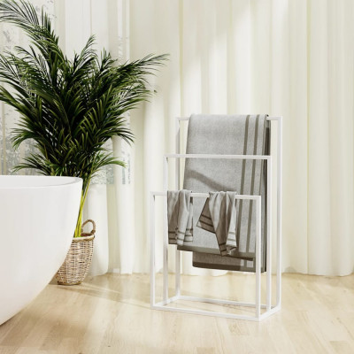 Suport de prosoape autonom, alb, 48x24x79 cm, fier foto