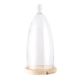Cumpara ieftin Platou decorativ lemn cupola sticla 19x41 cm
