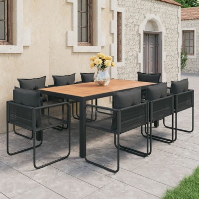 Gossi set mobilier de gradina, 9 piese, negru si maro, ratan pvc foto
