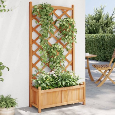 Jardinieră cu spalier, maro, lemn masiv de brad foto