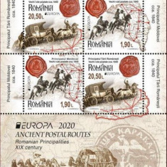 ROMANIA 2020 -EUROPA - Vechi rute postale--Bloc tip II cu 2 serii LP.2280B MNH