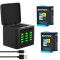 Set 2 acumulatori 1780mAh + incarcator triplu USB-C camera GoPro Hero 9 10 11 12