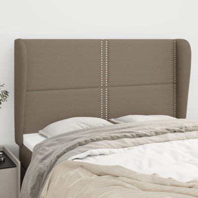 vidaXL Tăblie de pat cu aripioare gri taupe 147x23x118/128 cm textil 3117818 foto