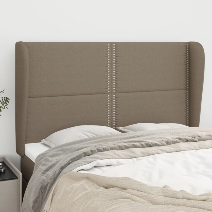 vidaXL Tăblie de pat cu aripioare gri taupe 147x23x118/128 cm textil 3117818