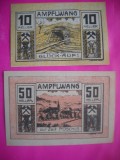 HOPCT BANCNOTA NOTGELD NR 77 - AMPFLWANG - SET 2 BUC -10 SI 50 HELLER 1920 -AUSTRIA-UNC