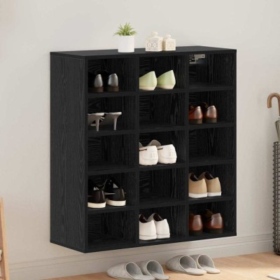 vidaXL Dulap pentru pantofi cu raft Stejar negru 77.5 x 30 x 83.5 cm foto