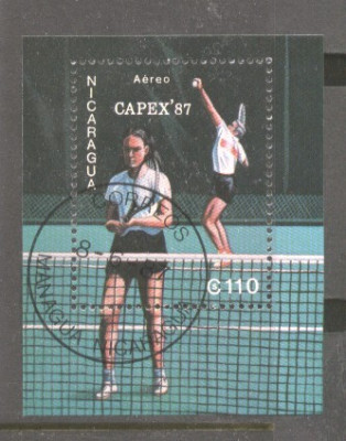 Nicaragua 1987 Capex Tennis perf. sheet Mi.B173 used TA.092 foto