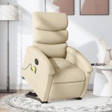 VidaXL Fotoliu electric de masaj rabatabil cu ridicare, crem, textil