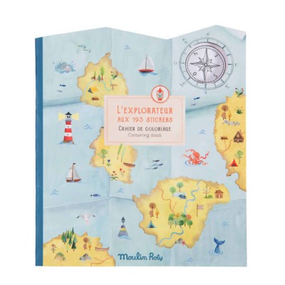 Carte de colorat cu abtibilduri Exploratori, Moulin Roty foto