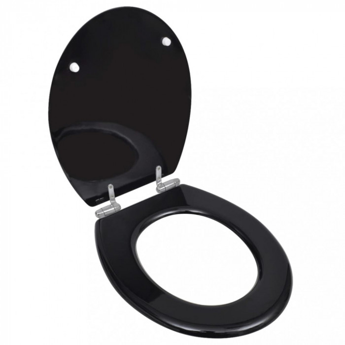 vidaXL Capac WC cu &icirc;nchidere silențioasă negru MDF design simplu
