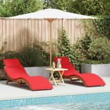 Șezlong 2 pcs Roșu 184 x 55 x 64cm Lemn masiv de acacia