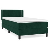 Cumpara ieftin Pat box spring cu saltea, verde inchis, 100x200 cm, catifea