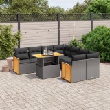 vidaXL Set mobilier de grădină cu perne, 9 piese, negru, poliratan