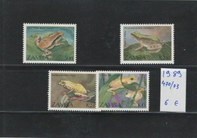 Zambia 1989 - Mi 470/73 - Fauna, amfibieni, broaste foto
