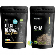 Pachet Fulgi de Ovaz Fini fara Gluten Ecologici/Bio 250g + Seminte de Chia Ecologice/Bio 125g