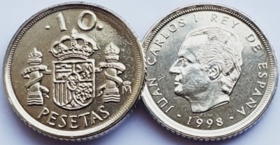 3003 Spania 10 Pesetas 1998 Juan Carlos I km 1012 UNC foto