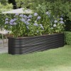 Strat Inaltat Gradina Gossi 296x80x68cm Otel Vopsit Antracit. Ghiveci Exterior Robust, Rezistent Intemperii. Jardiniera Ovala