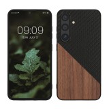 Husa Kwmobile pentru Samsung Galaxy S24, Maro/Negru, Lemn, KWM000021OQ001C, Silicon, Carcasa