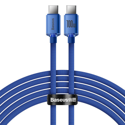 Cablu Baseus Crystal Shine Series Cablu USB Pentru Incarcare Rapida Si Transfer De Date USB Tip C - USB Tip C 100W 2m Albastru (CAJY000703) foto
