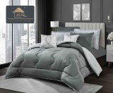 Cumpara ieftin Lenjerie pat cu pilota inclusa din catifea si blanita artificiala de iepure cu doua fete,cearceaf cu elastic,gri deschis+alb - A1208