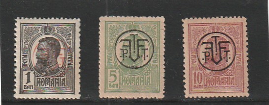 ROMANIA 1919 LP 71 I CAROL I SUPRATIPAR P.T.T.F.F. NESTAMPILATE