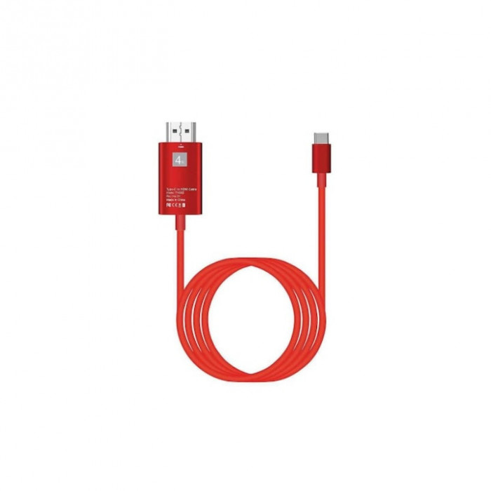 Cablu USB 3.1 Type C la HDMI 4K pentru dispozitivele cu mufa Tip C, Rosu