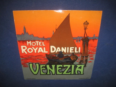 2119-I- Hotel Danieli Venezia Reclama veche hartie pt. geamantane. foto