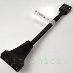Cablu adaptor USB 3.0 20 pini tata la USB 2.0 9 pini mama pentru conector placa de baza foto