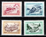 Iugoslavia Yugoslavia 1953, Mi #724-727, automobil, masina, motocicleta, cursa, raliu, MNH, cota 40 &euro;!