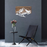 Decoratiune de perete, Mountain v2, 50% lemn/50% metal, Dimensiune: 58 x 38 cm, Nuc / Argint, Skyler