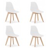 Set 4 scaune bucatarie/living, Artool, Kito, PP, lemn, alb, 46x54.5x80 cm, Leobert