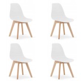 Set 4 scaune bucatarie/living, Artool, Kito, PP, lemn, alb, 46x54.5x80 cm, Leobert