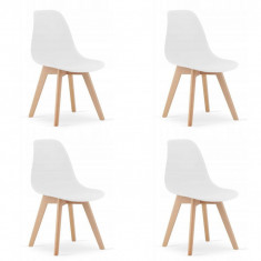 Set 4 scaune bucatarie/living, Artool, Kito, PP, lemn, alb, 46x54.5x80 cm