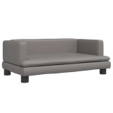 Cumpara ieftin Canapea pentru copii, gri, 80x45x30 cm, piele ecologica