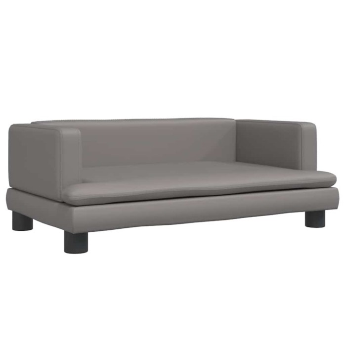 Canapea pentru copii, gri, 80x45x30 cm, piele ecologica