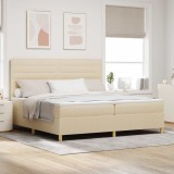 vidaXL Pat cu arcuri cu saltea cu headboard Crem 200 x 200 cm țesătură 3339572