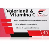 FarmaClass Industry Valeriana &amp; vitamina C capsule pentru atenuarea tulburărilor de somn și a tensiunii nervoase 40 caps.