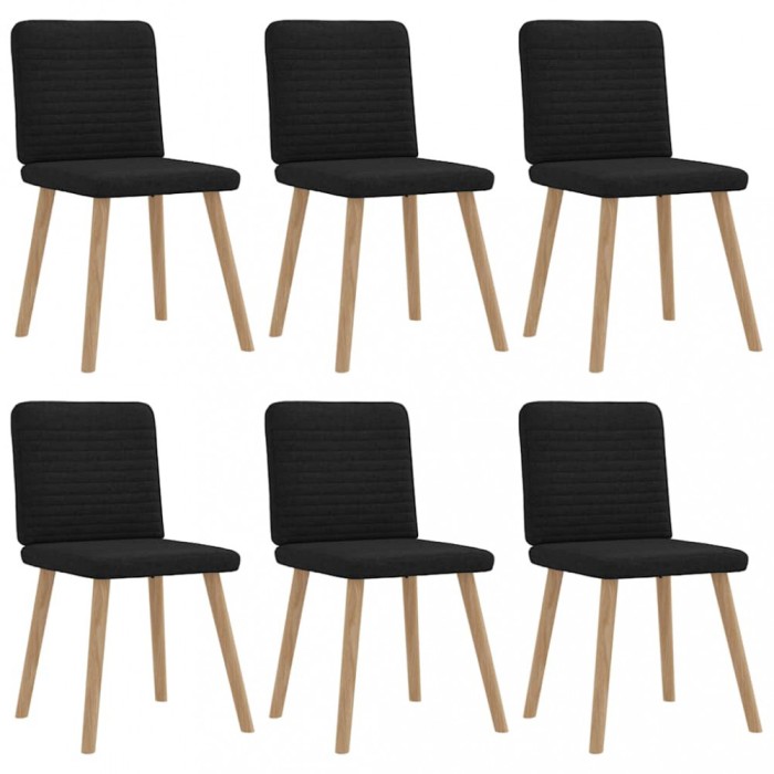 Gossi scaune de sufragerie 6 buc. negru material textil