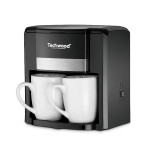 Cumpara ieftin Cafetiera cu doua cani Techwood TCA-206, 500W, Filtru permanent, Negru