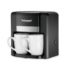 Cafetiera cu doua cani Techwood TCA-206, 500W, Filtru permanent, Negru