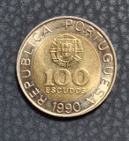 Portugalia 100 escudos 1990 Pedro Nunes, Europa