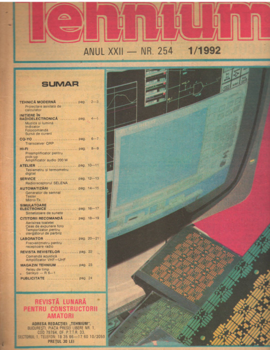 C10395 - REVISTA TEHNIUM, 1/ 1992