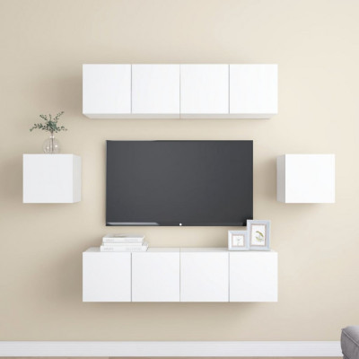 vidaXL Set dulapuri TV, 6 piese, alb, lemn prelucrat foto