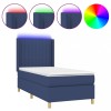 Pat cu arcuri, saltea si LED, albastru, 80x200 cm, textil